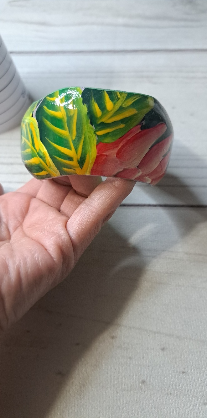 Hand-Painted Floral Bamboo Bracelet